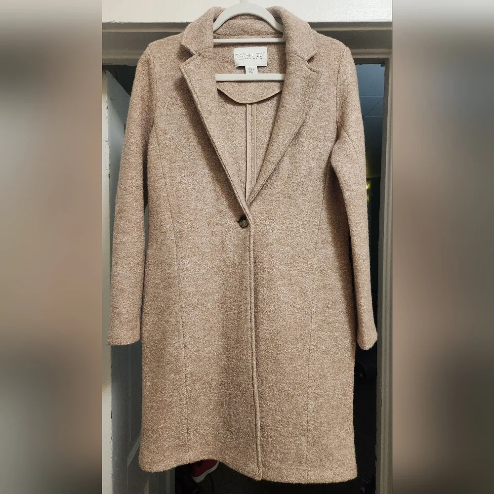 Rachel Zoe Beige Wool Blend Tan Long Coat SZ XS EUC - Picture 3 of 14